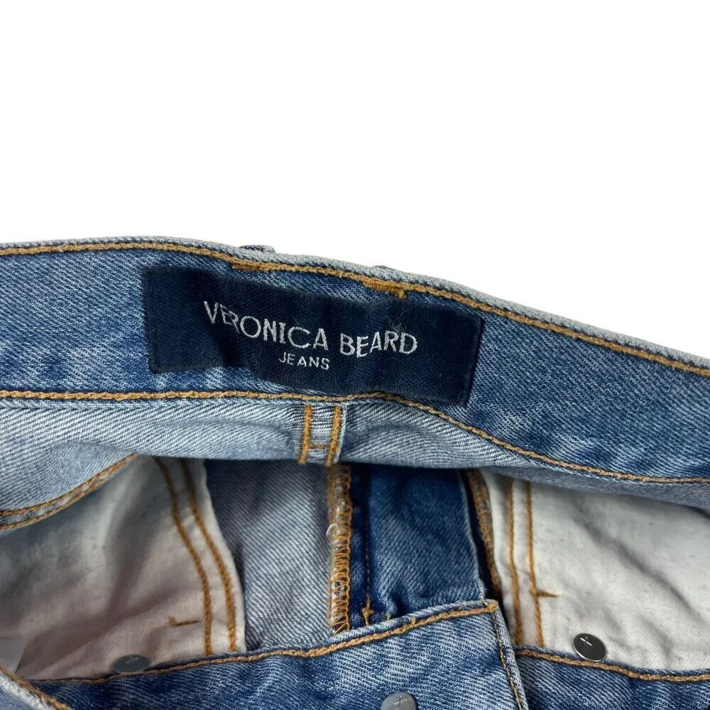 Veronica Beard Taylor Wide Leg Crop Jeans Womens 27 High Rise Blue Raw Hem - Picture 6 of 12